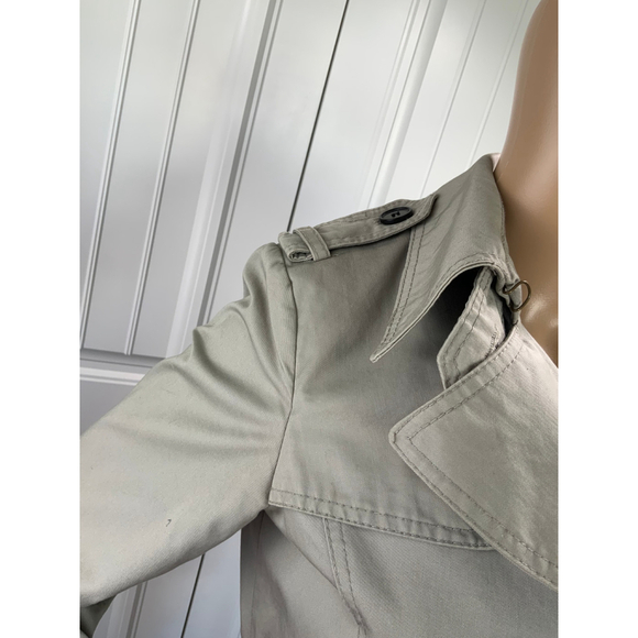 Zara Basic Womens Trench Coat Sz Med Beige Double Breasted Collard Neck Corpcore - Picture 5 of 16